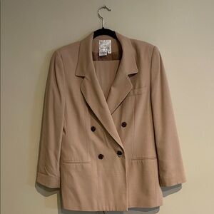 Women's Tan Double-Breasted Blazer